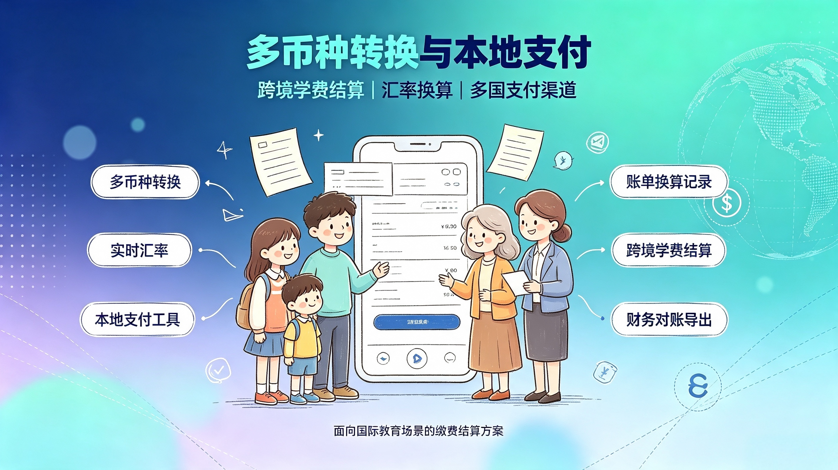 云教务多币种转换方案，适配多国场景，接入各国本地在线支付工具