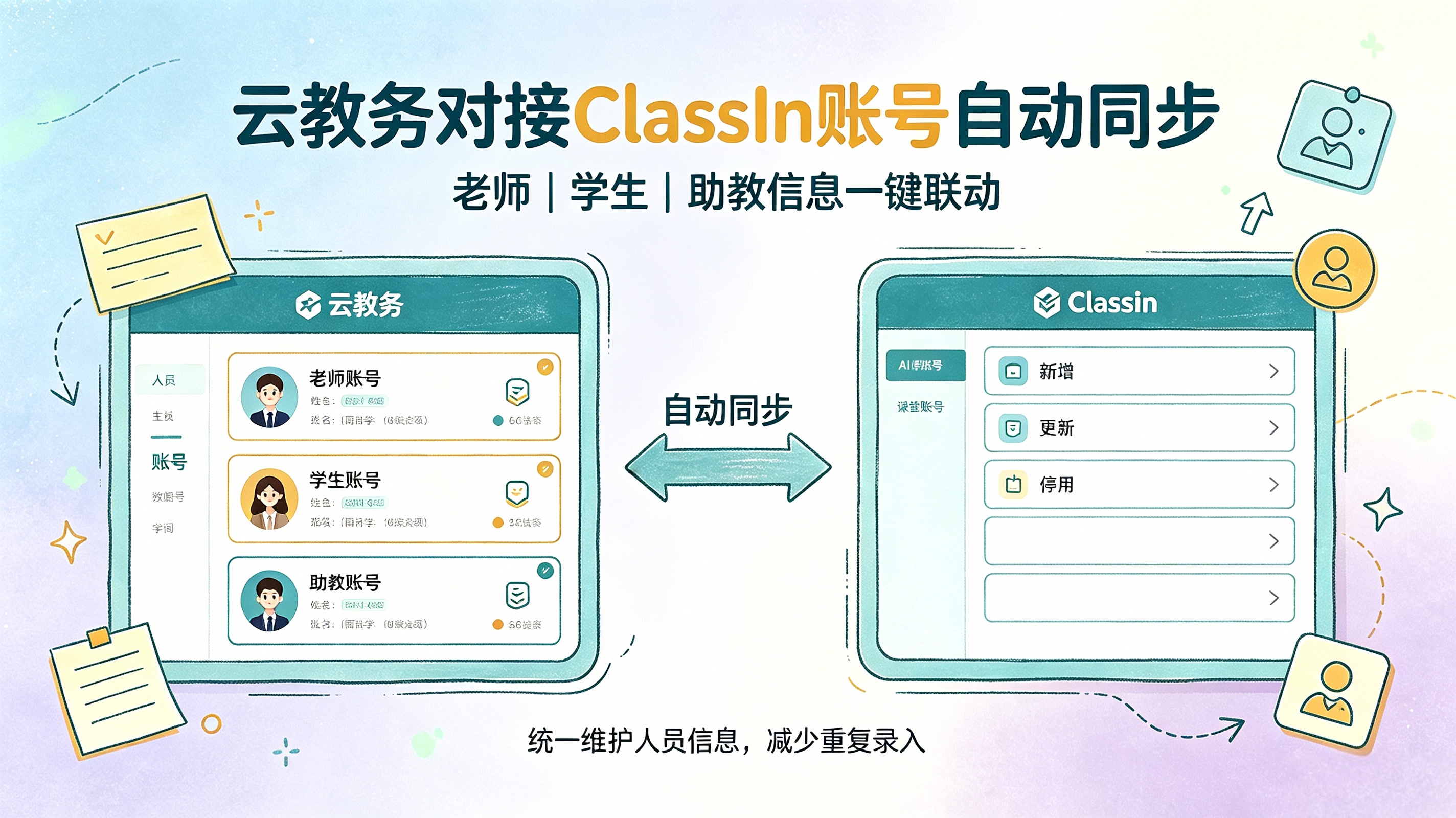 云教务如何设计与ClassIn账号自动同步：老师、学生、助教账号信息