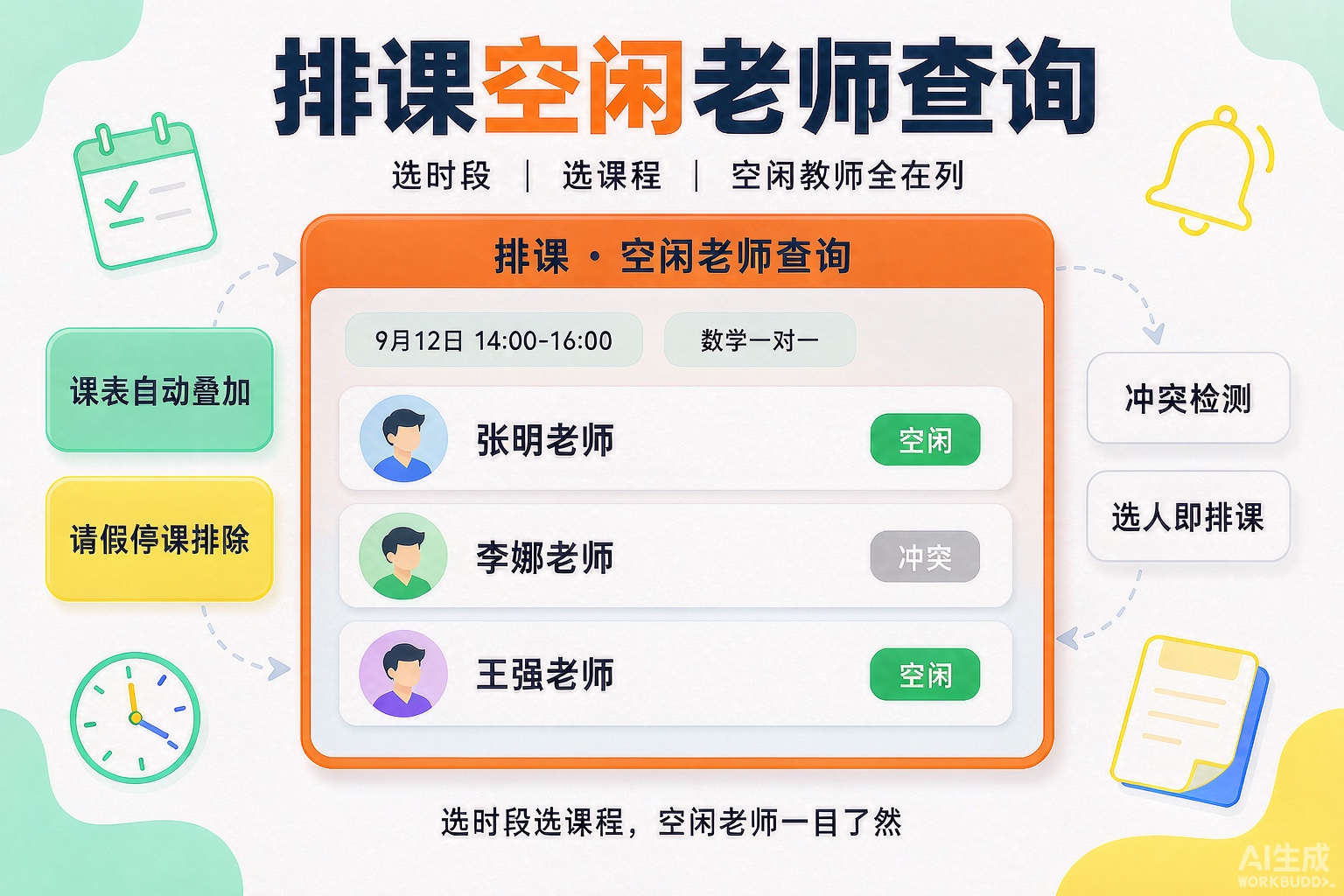 云教务如何设计排课空闲老师筛选，按时段课程快速查可排教师