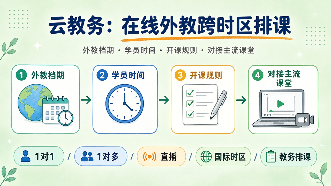 在线外教机构怎么排课？1对1、1对多和直播怎么落地