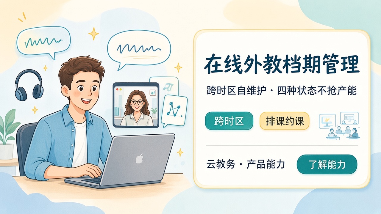 在线外教跨时区排课难？云教务支持外教自主维护档期